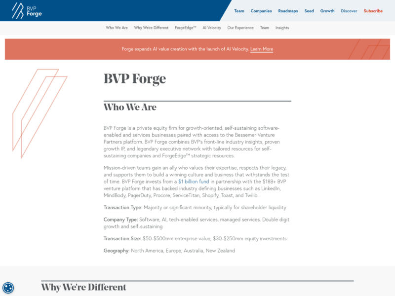 BVP Forge website screenshot