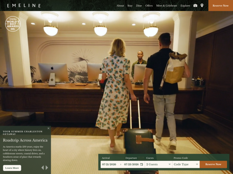 Hotel Emeline website screenshot